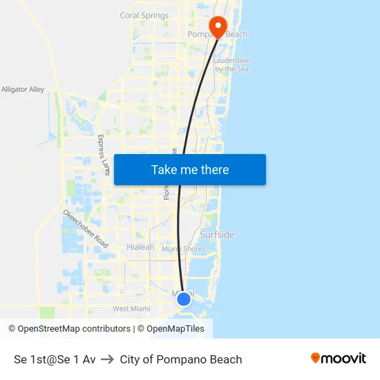 Se 1st@Se 1 Av to City of Pompano Beach map