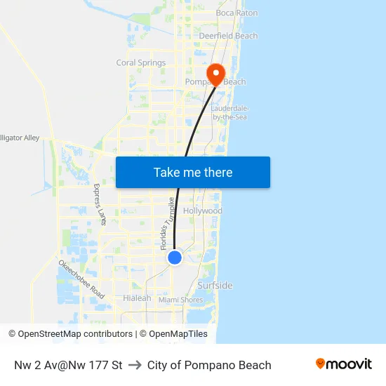Nw 2 Av@Nw 177 St to City of Pompano Beach map