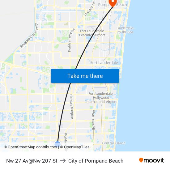 Nw 27 Av@Nw 207 St to City of Pompano Beach map