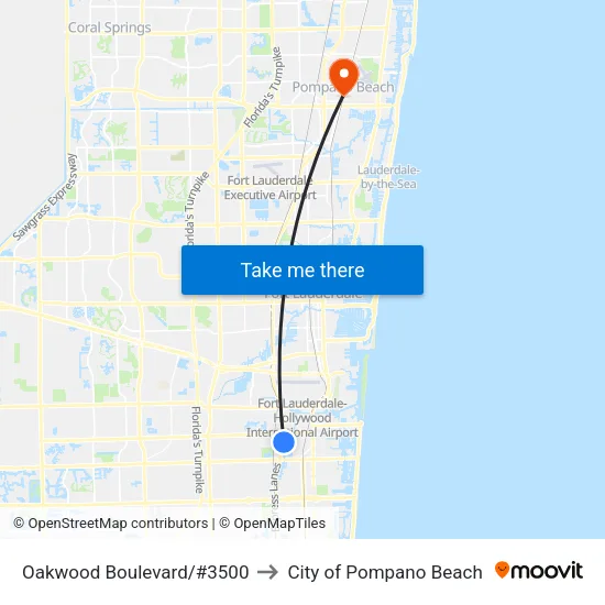 Oakwood Boulevard/#3500 to City of Pompano Beach map