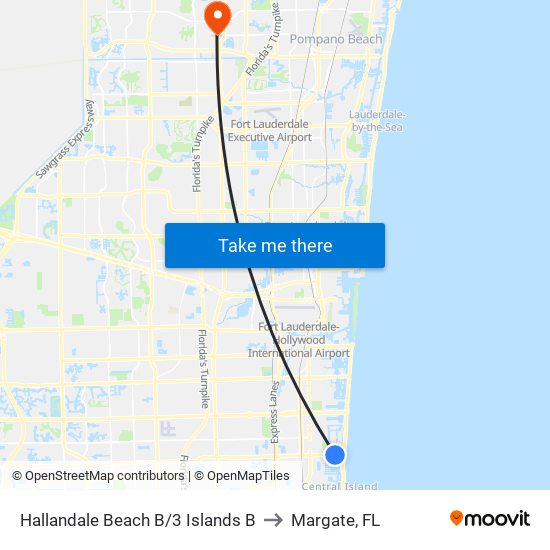 HALLANDALE BEACH B/3 ISLANDS B to Margate, FL map