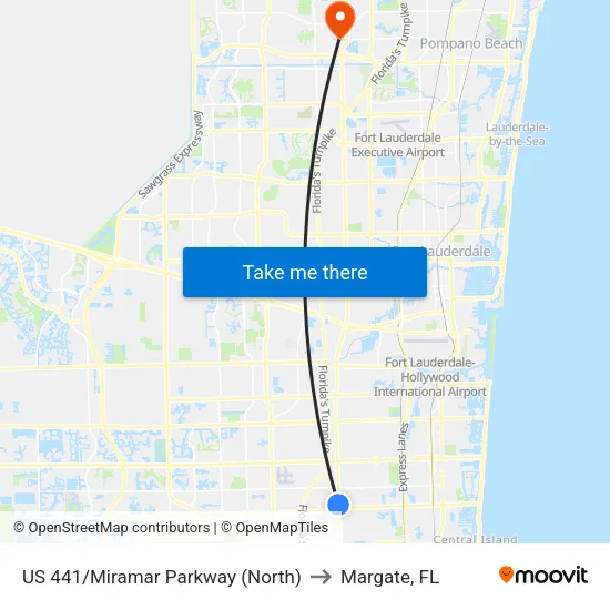 US 441/Miramar Parkway (North) to Margate, FL map
