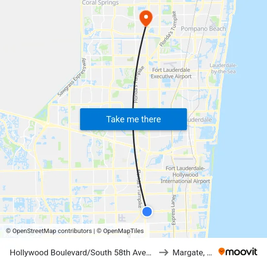 Hollywood Boulevard/South 58th Avenue to Margate, FL map