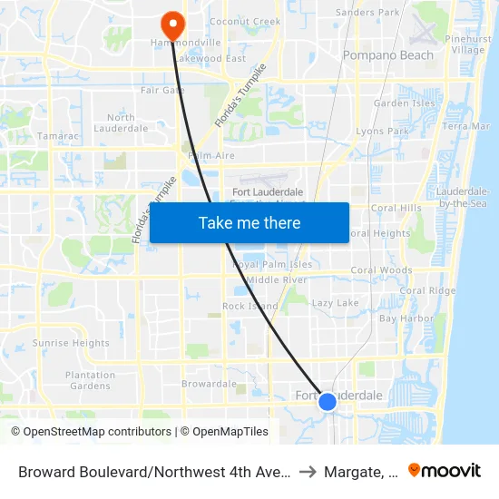 Broward Boulevard/Northwest 4th Avenue to Margate, FL map
