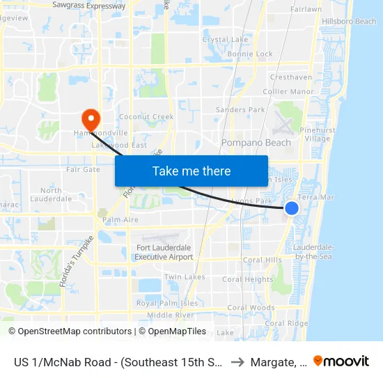 US 1/McNab Road - (Southeast 15th Street) to Margate, FL map