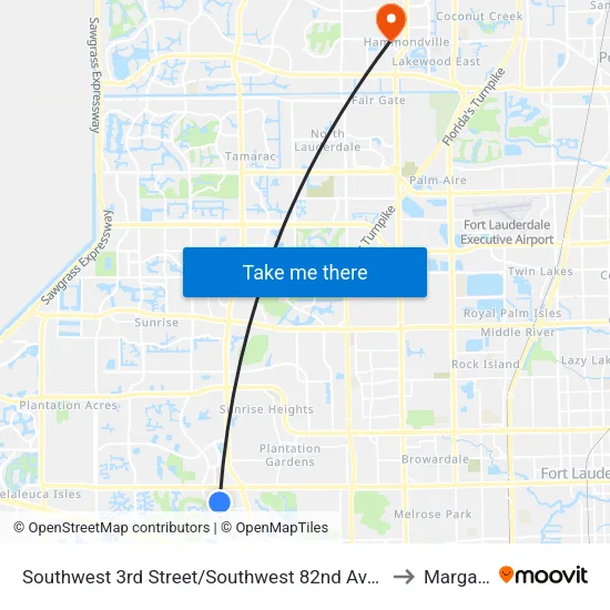 Southwest 3rd Street/Southwest 82nd Avenue (Fire Department) to Margate, FL map