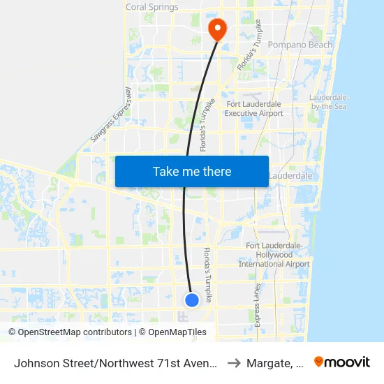 Johnson Street/Northwest 71st Avenue to Margate, FL map