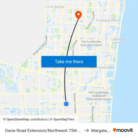 Davie Road Extension/Northwest 75th Terrace to Margate, FL map