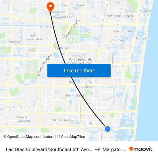 Las Olas Boulevard/Southeast 6th Avenue to Margate, FL map