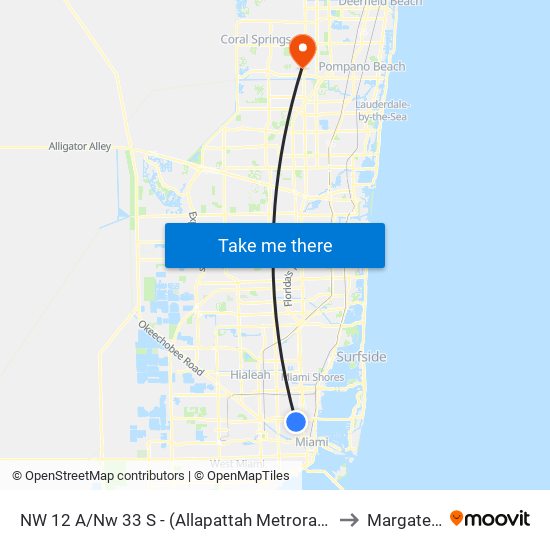 NW 12 A/Nw 33 S - (Allapattah Metrorail Station) to Margate, FL map