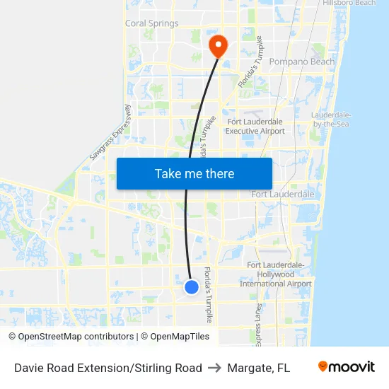 Davie Road Extension/Stirling Road to Margate, FL map