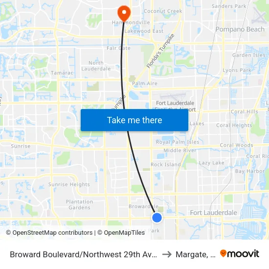 Broward Boulevard/Northwest 29th Avenue to Margate, FL map
