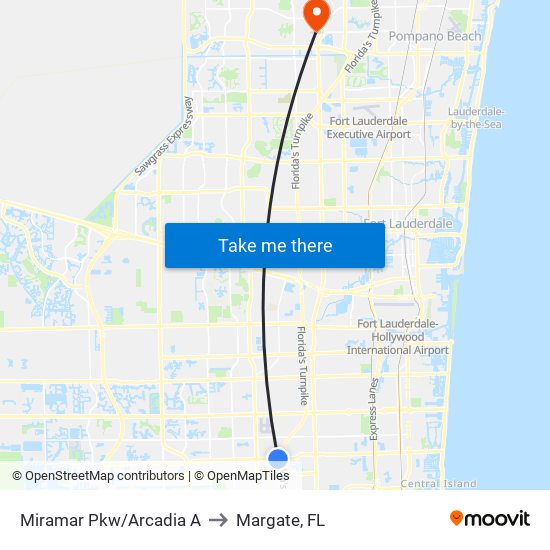 Miramar Pkw/Arcadia A to Margate, FL map