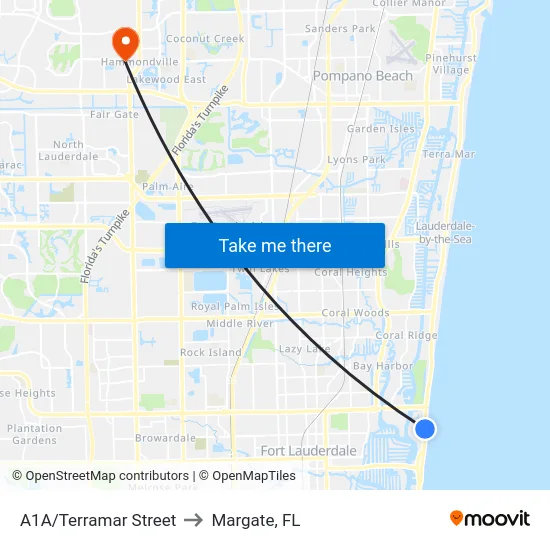 A1A/Terramar Street to Margate, FL map