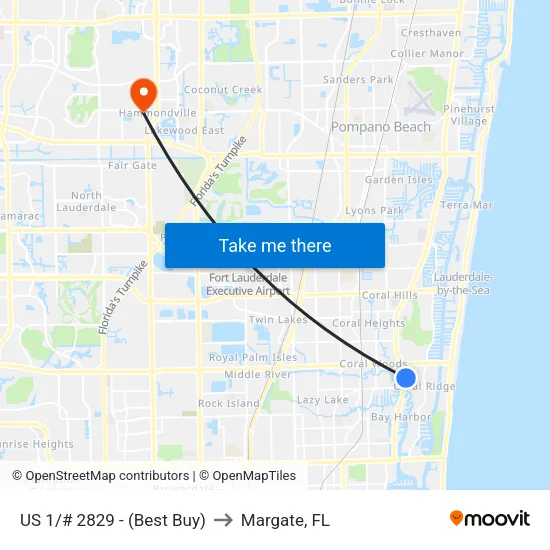 US 1/# 2829 - (Best Buy) to Margate, FL map