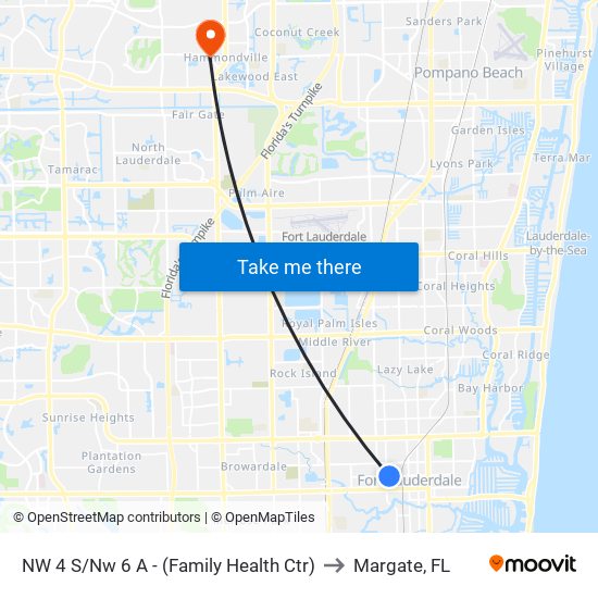 NW 4 S/NW 6 A - (FAMILY HEALTH CTR) to Margate, FL map