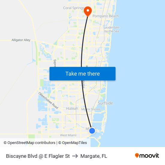 Biscayne Blvd @ E Flagler St to Margate, FL map