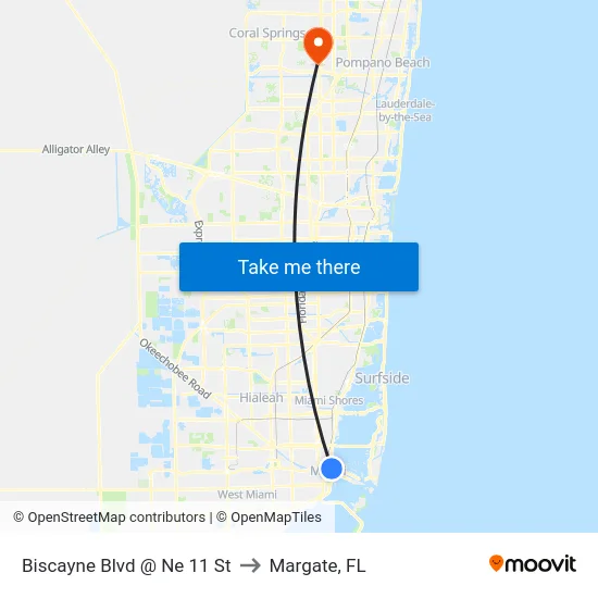 Biscayne Blvd @ Ne 11 St to Margate, FL map