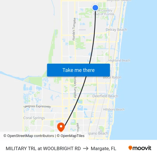 MILITARY TRL at  WOOLBRIGHT  RD to Margate, FL map