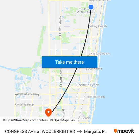 CONGRESS AVE at  WOOLBRIGHT RD to Margate, FL map