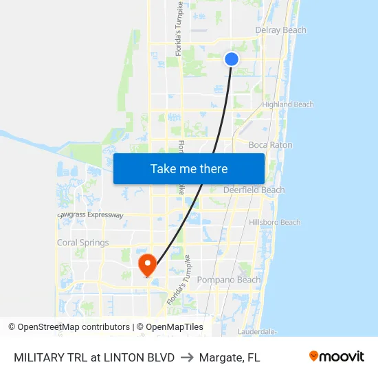 MILITARY TRL at  LINTON BLVD to Margate, FL map