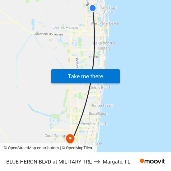 BLUE HERON  BLVD at MILITARY TRL to Margate, FL map