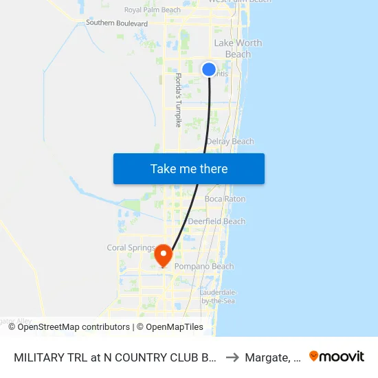 MILITARY TRL at N COUNTRY CLUB BLVD to Margate, FL map