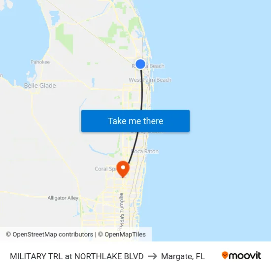 MILITARY TRL at NORTHLAKE BLVD to Margate, FL map