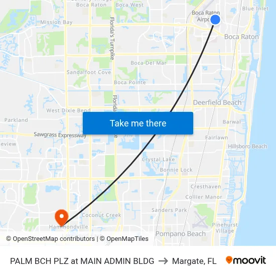 PALM BCH PLZ at  MAIN ADMIN BLDG to Margate, FL map