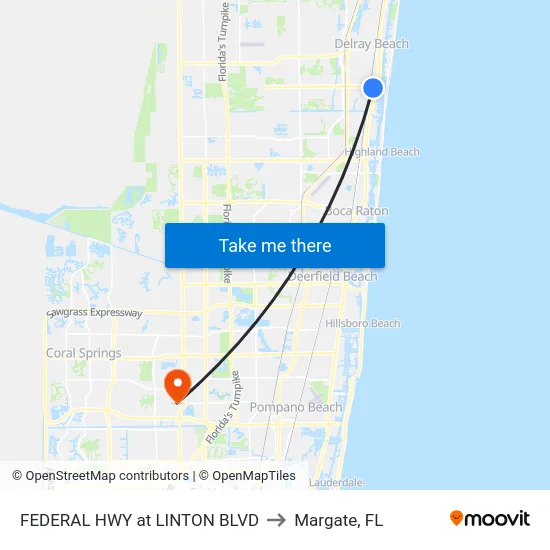 FEDERAL HWY at LINTON BLVD to Margate, FL map