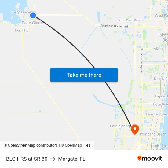 BLG HRS at SR-80 to Margate, FL map
