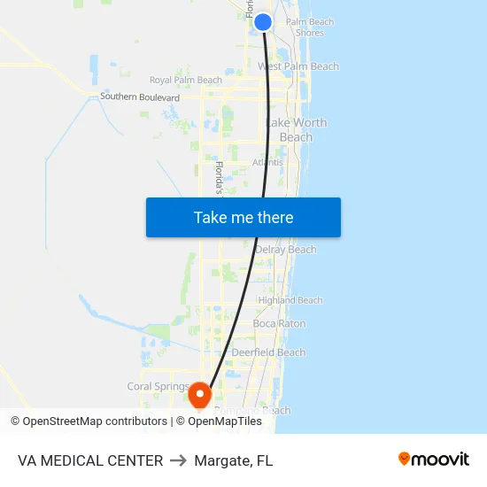 VA MEDICAL CENTER to Margate, FL map