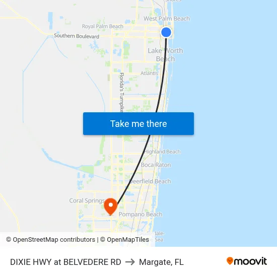 DIXIE HWY at BELVEDERE RD to Margate, FL map