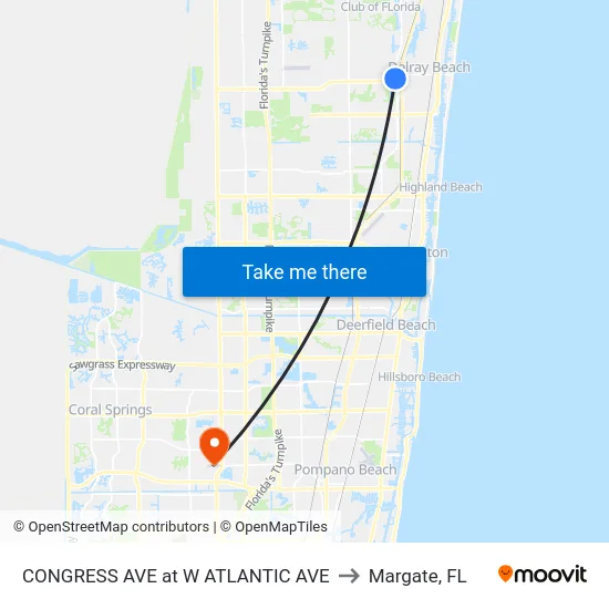 CONGRESS AVE at  W ATLANTIC AVE to Margate, FL map