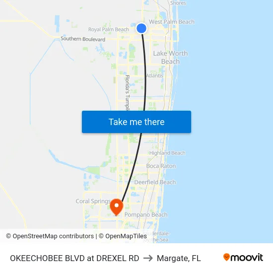 OKEECHOBEE BLVD at DREXEL RD to Margate, FL map