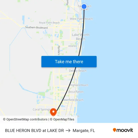 BLUE HERON  BLVD at LAKE DR to Margate, FL map