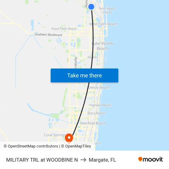 MILITARY TRL at WOODBINE N to Margate, FL map