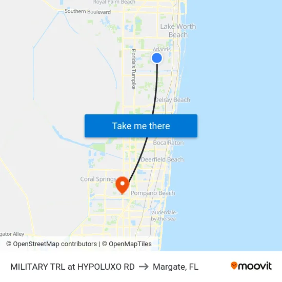MILITARY TRL at HYPOLUXO RD to Margate, FL map