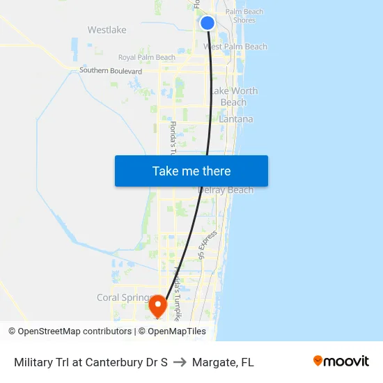 Military Trl at Canterbury Dr S to Margate, FL map
