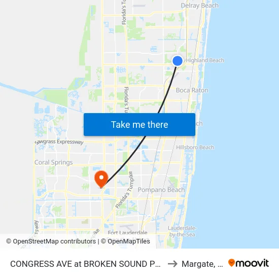 CONGRESS AVE at BROKEN SOUND PKWY to Margate, FL map