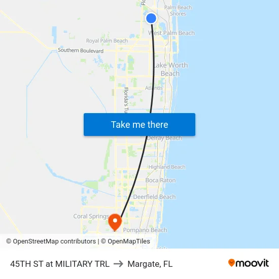 45TH ST at  MILITARY TRL to Margate, FL map