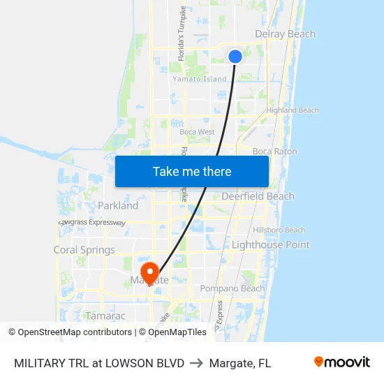 MILITARY TRL at  LOWSON BLVD to Margate, FL map