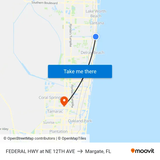FEDERAL HWY at NE 12TH AVE to Margate, FL map
