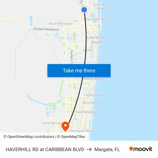 HAVERHILL RD at CARIBBEAN BLVD to Margate, FL map