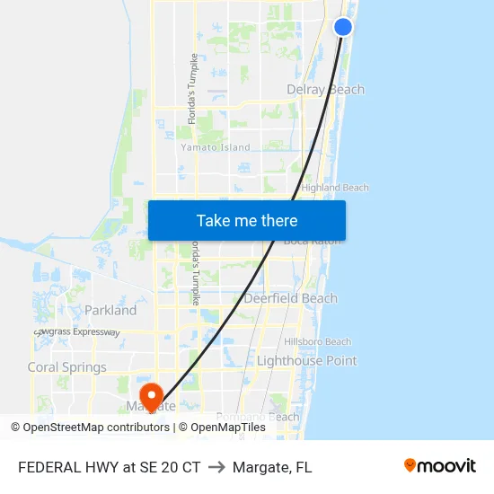 FEDERAL HWY at SE 20 CT to Margate, FL map