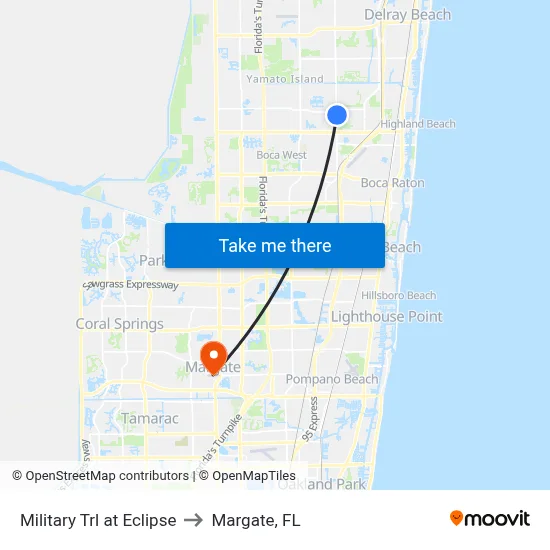 Military Trl at Eclipse to Margate, FL map