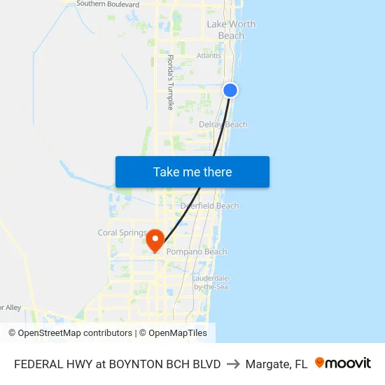 FEDERAL HWY at BOYNTON BCH BLVD to Margate, FL map