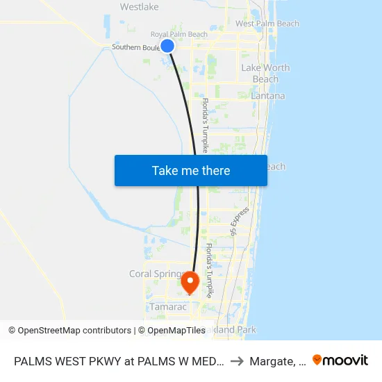 PALMS WEST PKWY at PALMS W MED CTR to Margate, FL map