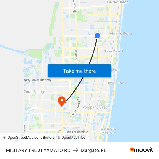 MILITARY TRL at  YAMATO RD to Margate, FL map