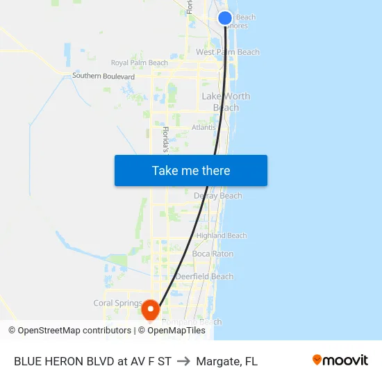 BLUE HERON  BLVD at AV F ST to Margate, FL map